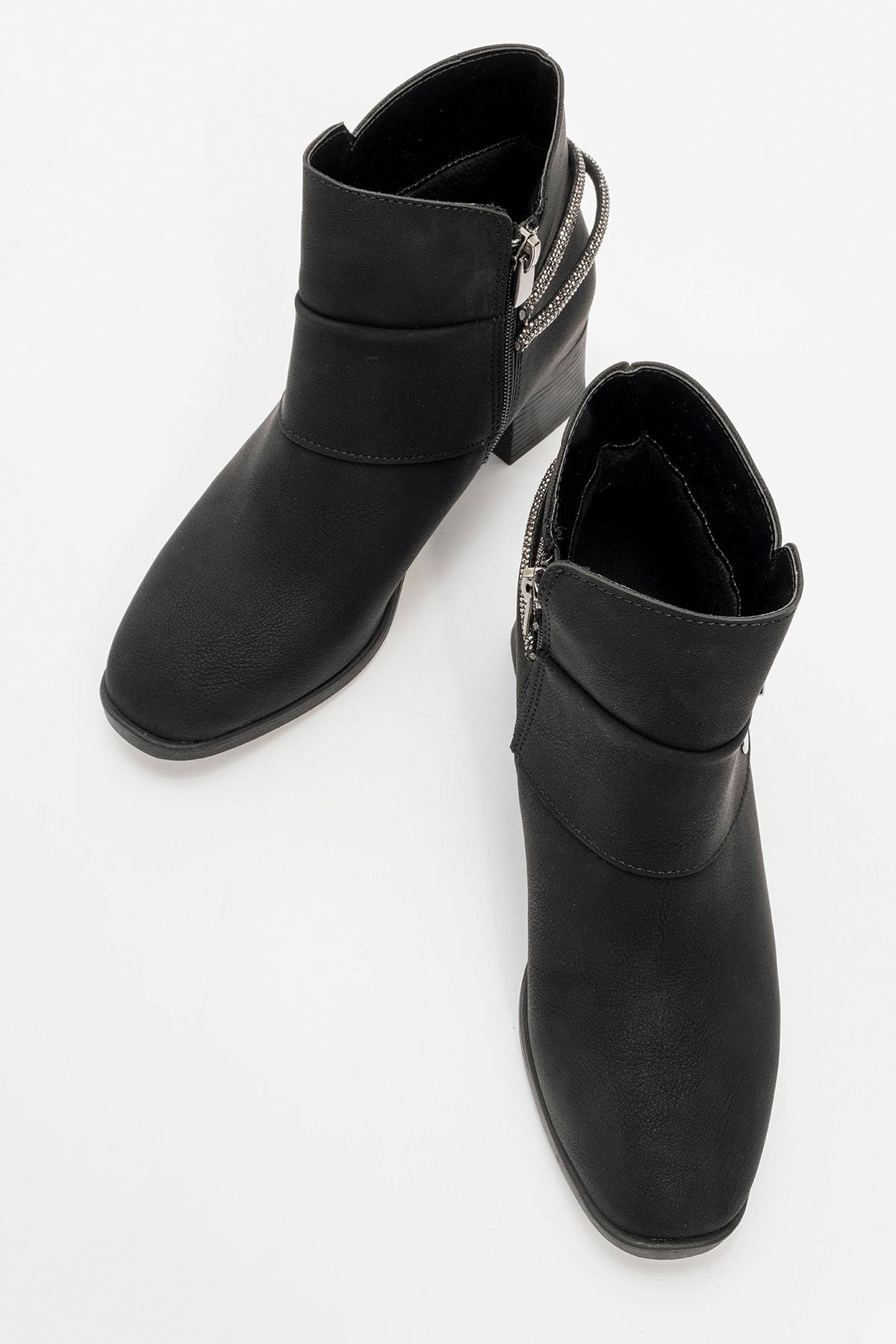 Kadın Taşlı Topuklu Bot SİYAH ZÜMRÜT - Görsel 6