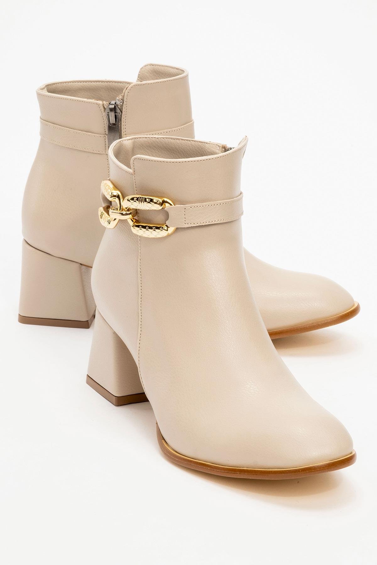 Kaydırmaz Tokalı Kadın Bot BEJ CİLT - Görsel 3