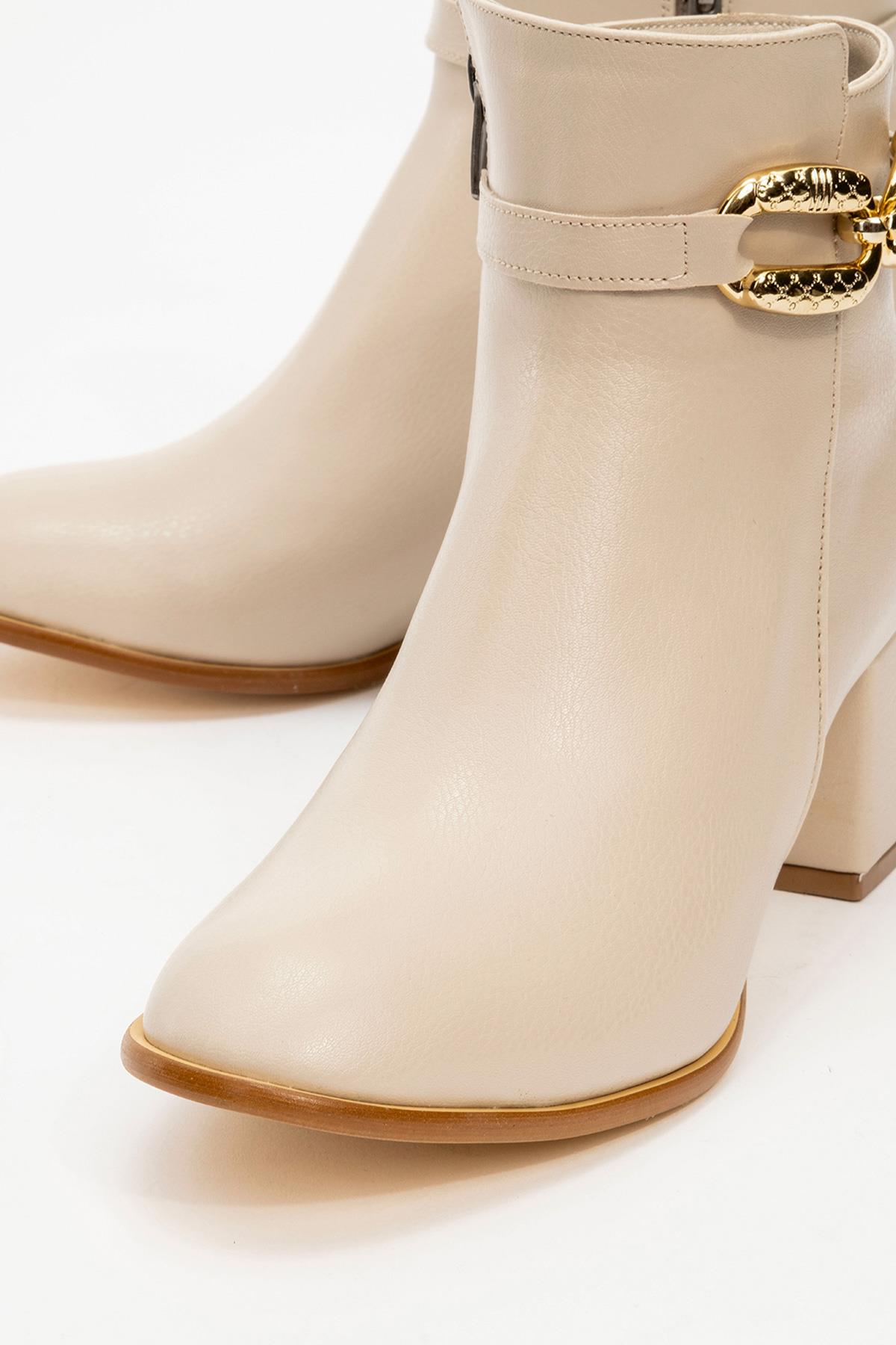 Kaydırmaz Tokalı Kadın Bot BEJ CİLT - Görsel 4