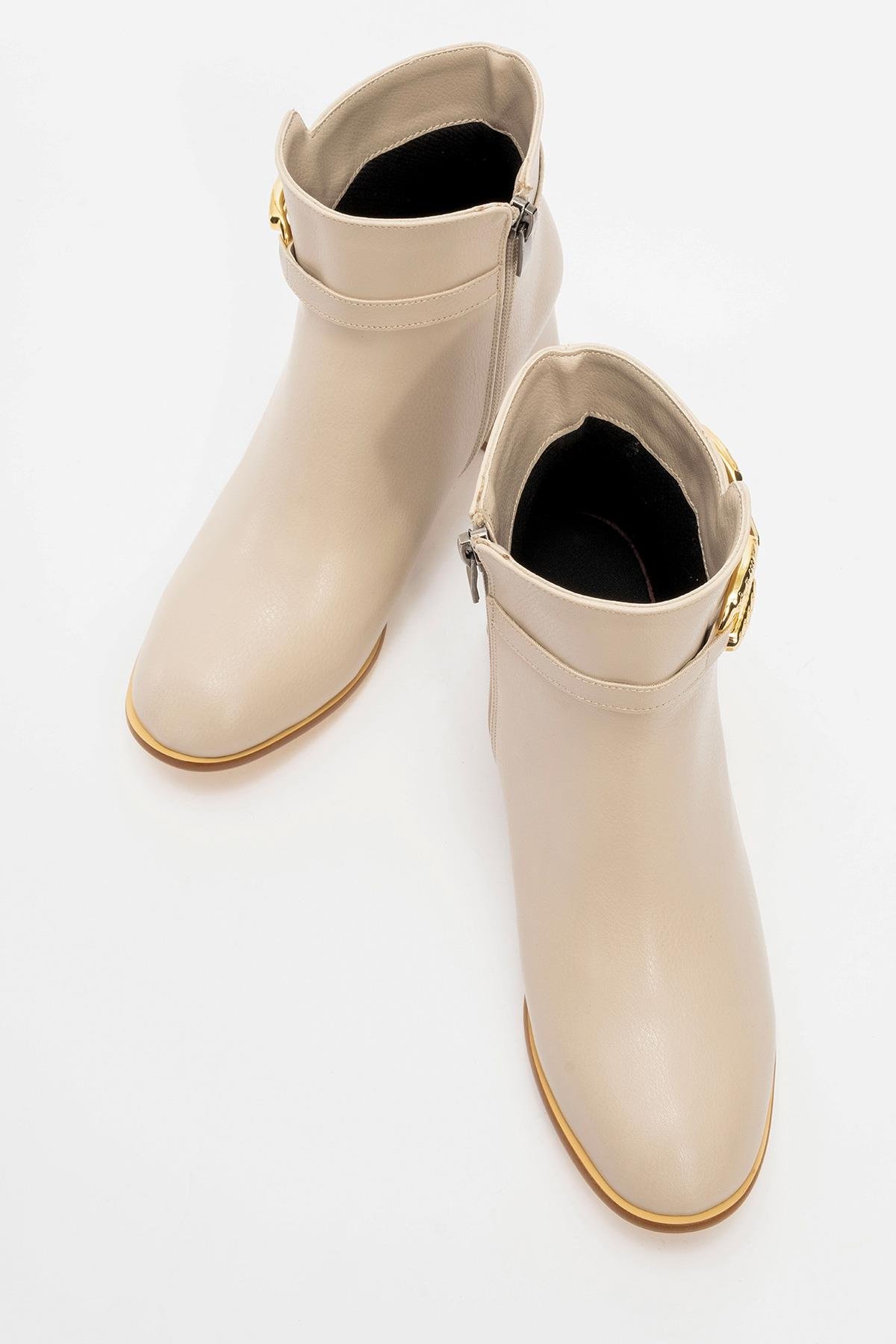 Kaydırmaz Tokalı Kadın Bot BEJ CİLT - Görsel 6