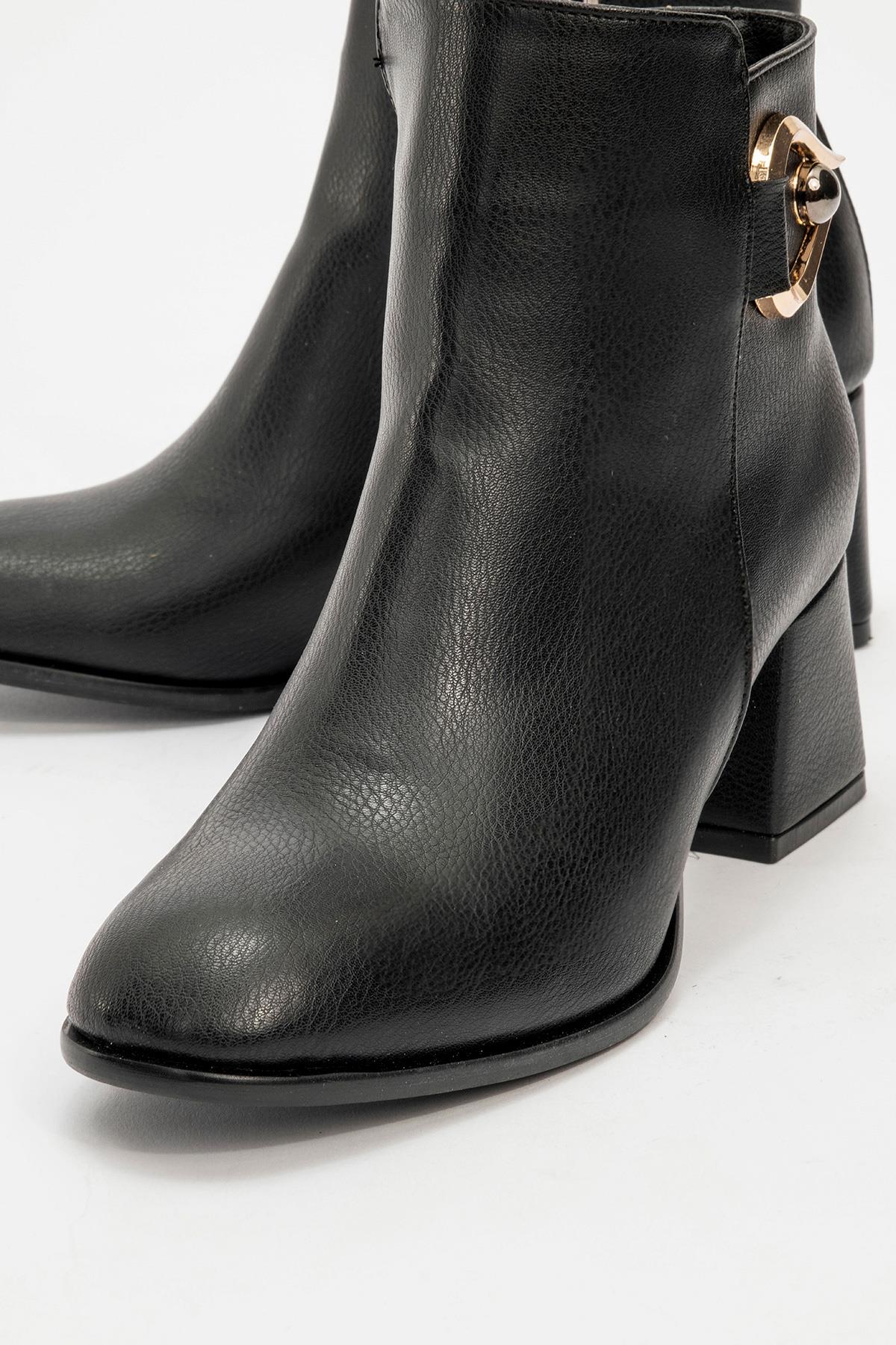 Kaydırmaz Tokalı Kadın Bot SİYAH CİLT - Görsel 4