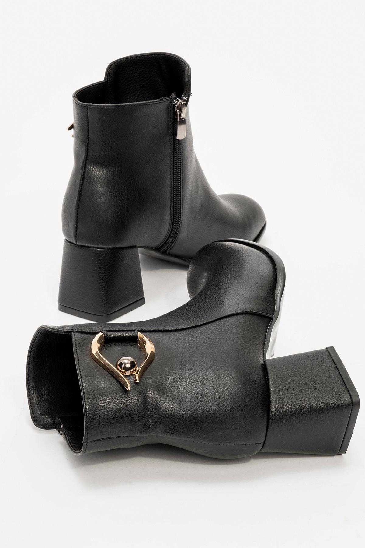 Kaydırmaz Tokalı Kadın Bot SİYAH CİLT - Görsel 5