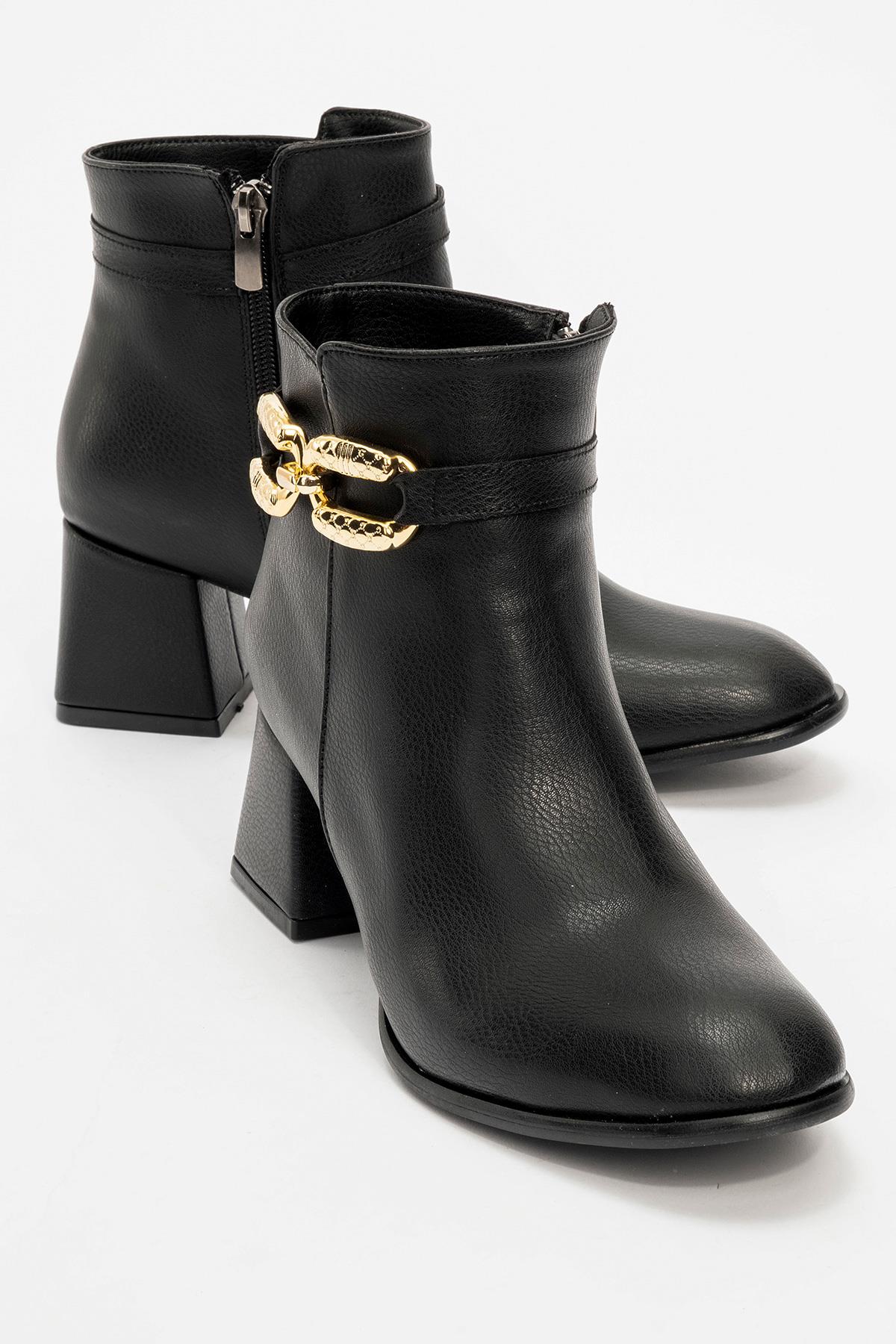 Kaydırmaz Tokalı Kadın Bot SİYAH CİLT - Görsel 3
