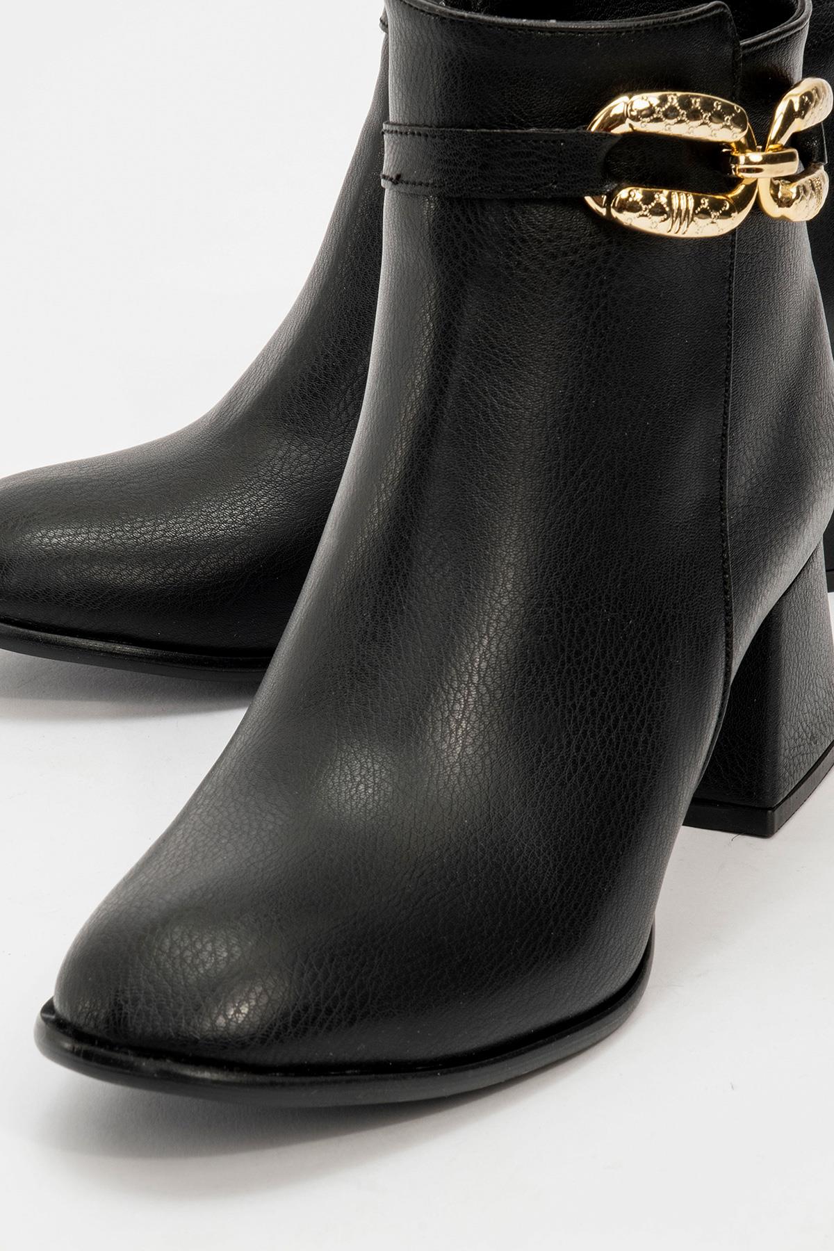 Kaydırmaz Tokalı Kadın Bot SİYAH CİLT - Görsel 4