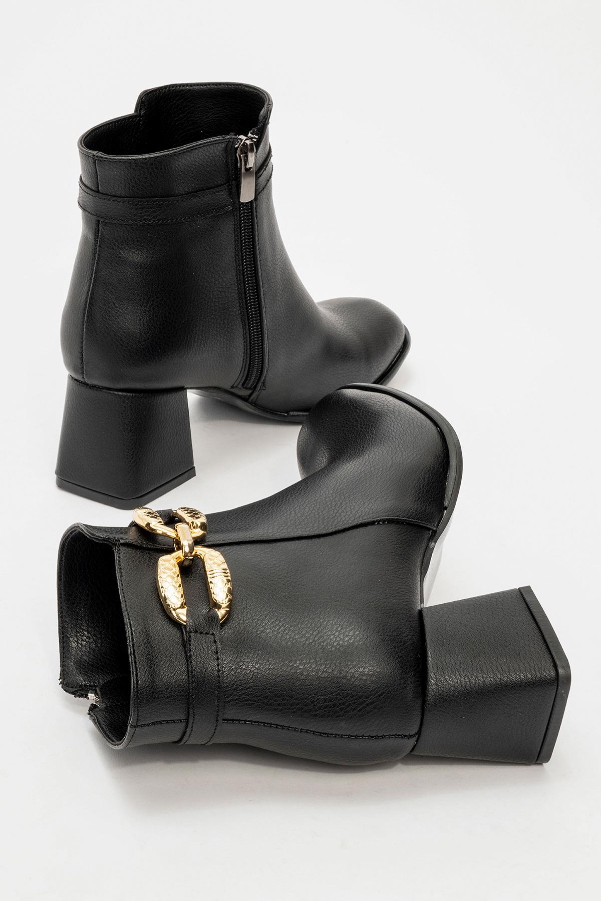 Kaydırmaz Tokalı Kadın Bot SİYAH CİLT - Görsel 5