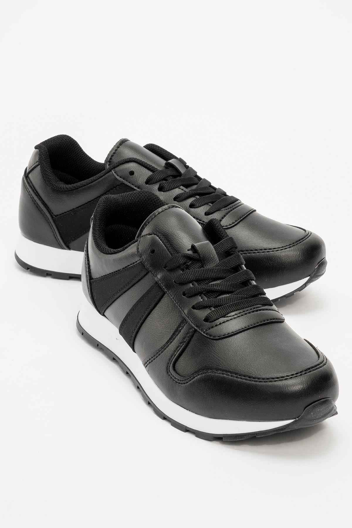 Bağcıklı Kadın Spor Ayakkabı SİYAH BEYAZ - Görsel 3