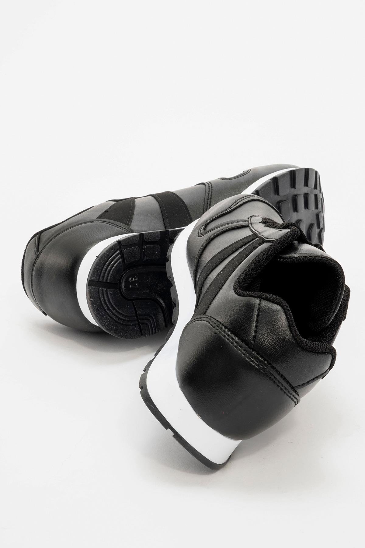 Bağcıklı Kadın Spor Ayakkabı SİYAH BEYAZ - Görsel 5