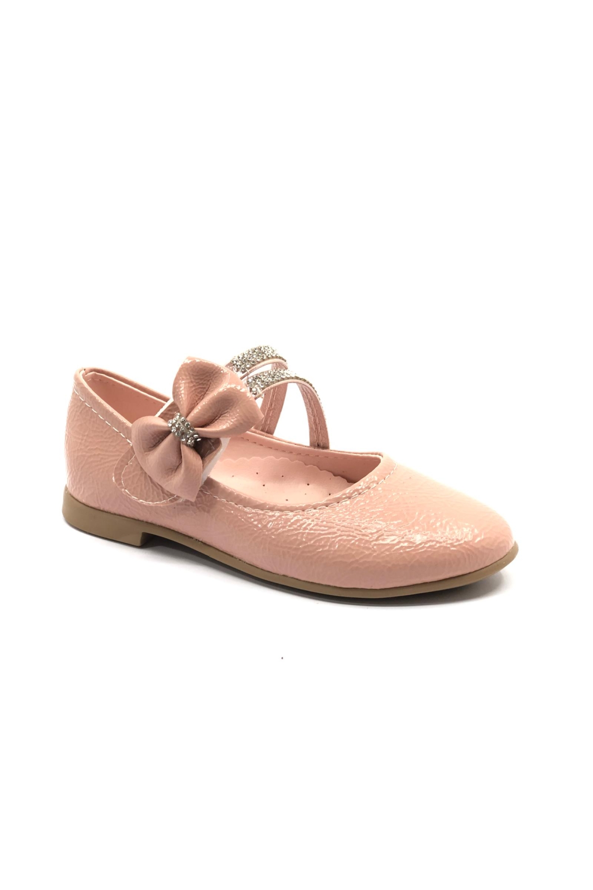 24-01 Fiyonk Taşlı Cırtlı Kız Çocuk Babet Ayakkabı - Görsel 4