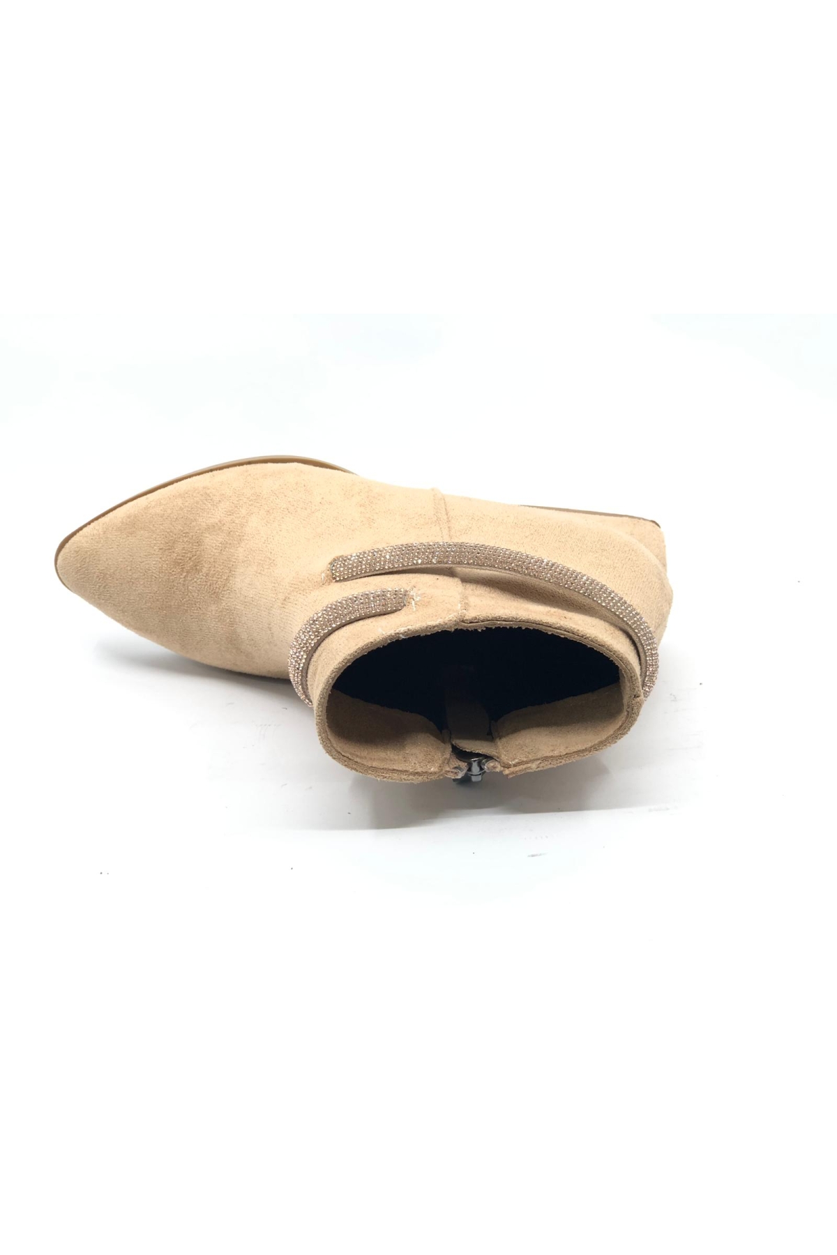 Bilek Şerit Taş Kemerli Sivri Burun Kısa Topuklu Kadın Bot - Görsel 5