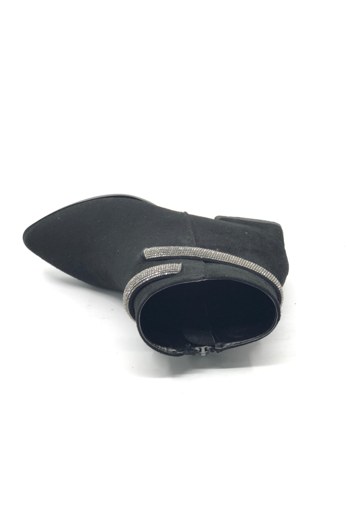 Bilek Şerit Taş Kemerli Sivri Burun Kısa Topuklu Kadın Bot - Görsel 6