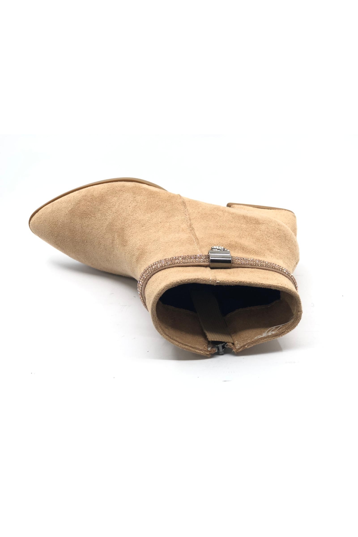 Şerit Taşlı Sivri Burun Kısa Topuklu Kadın Bot - Görsel 6