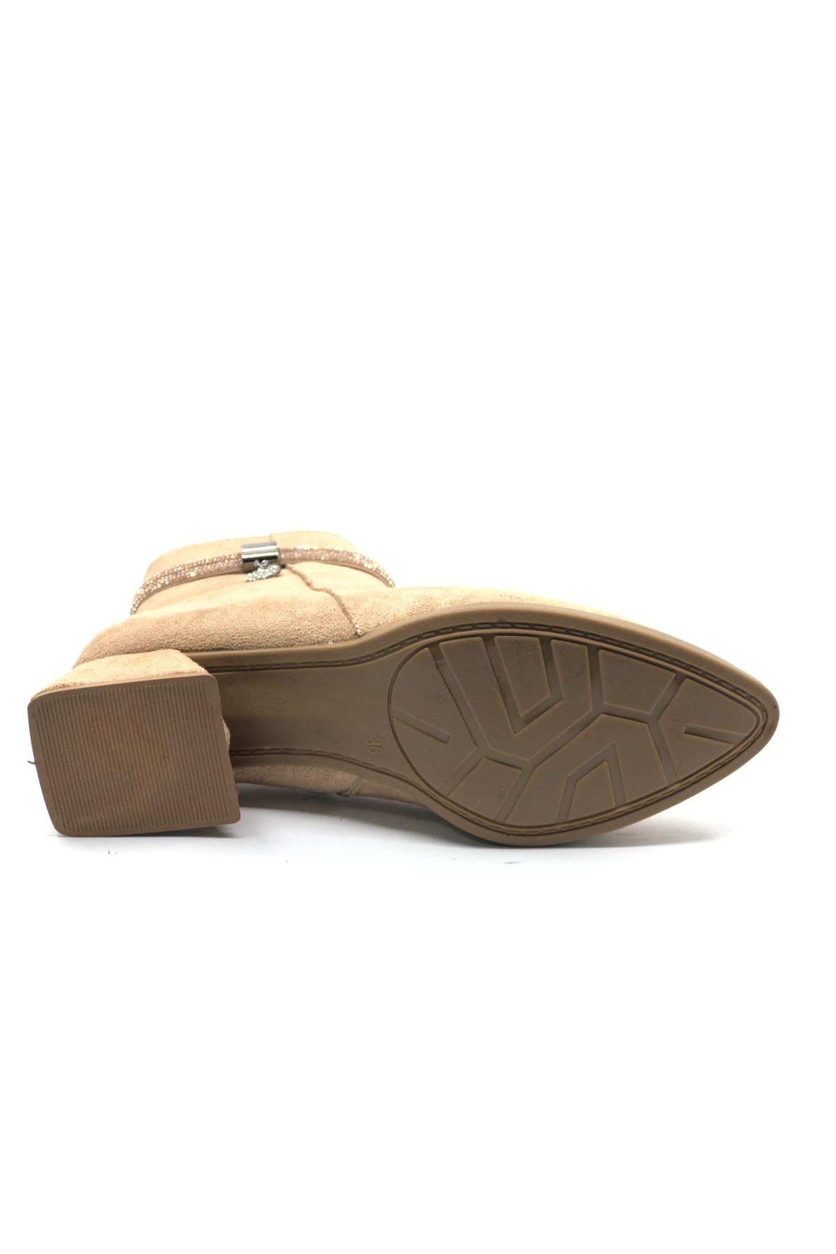 Şerit Taşlı Sivri Burun Kısa Topuklu Kadın Bot - Görsel 7