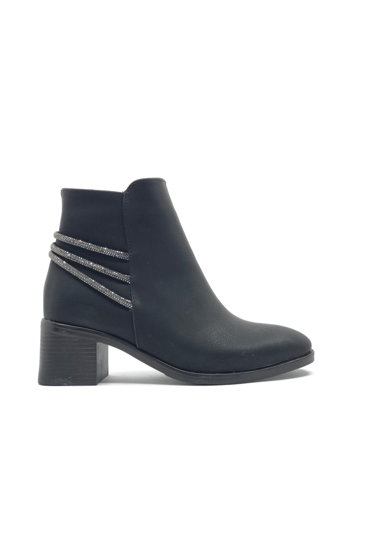 Arkası Şerit Taş Kemerli Kısa Topuklu Kadın Bot - Görsel 3