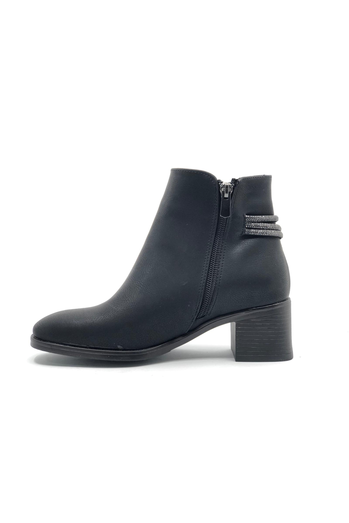 Arkası Şerit Taş Kemerli Kısa Topuklu Kadın Bot - Görsel 5