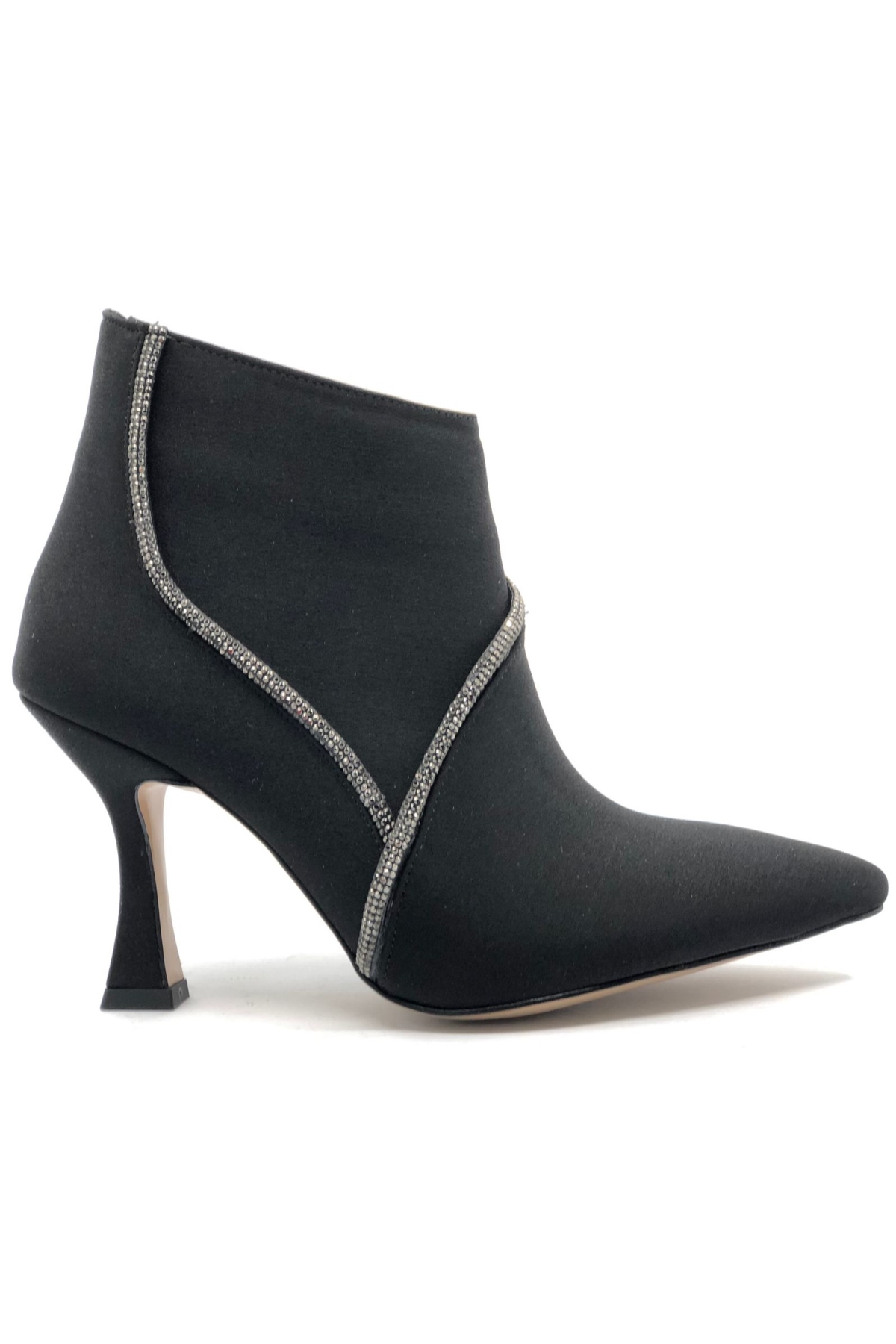 V Taş Dekolteli Saten Topuklu Kadın Bot - Görsel 3