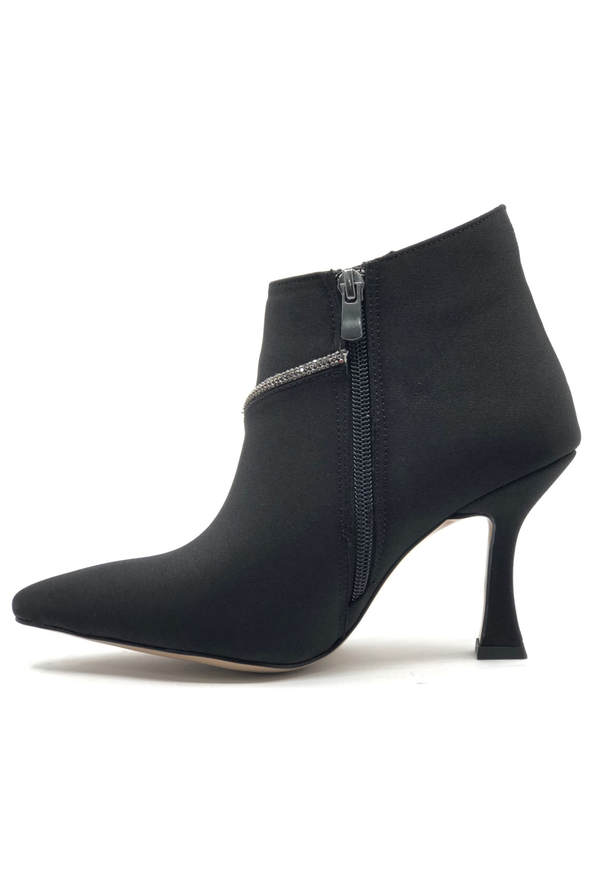 V Taş Dekolteli Saten Topuklu Kadın Bot - Görsel 4