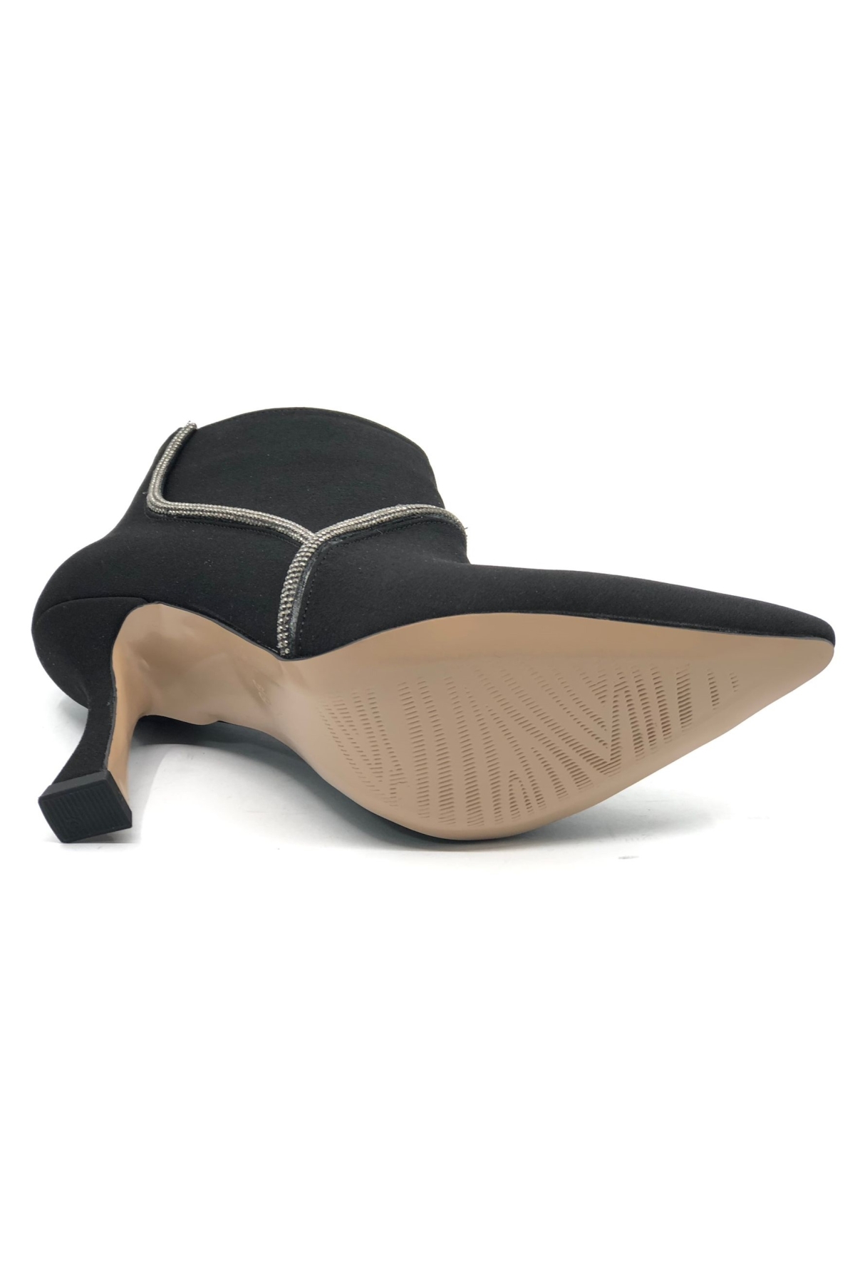 V Taş Dekolteli Saten Topuklu Kadın Bot - Görsel 6