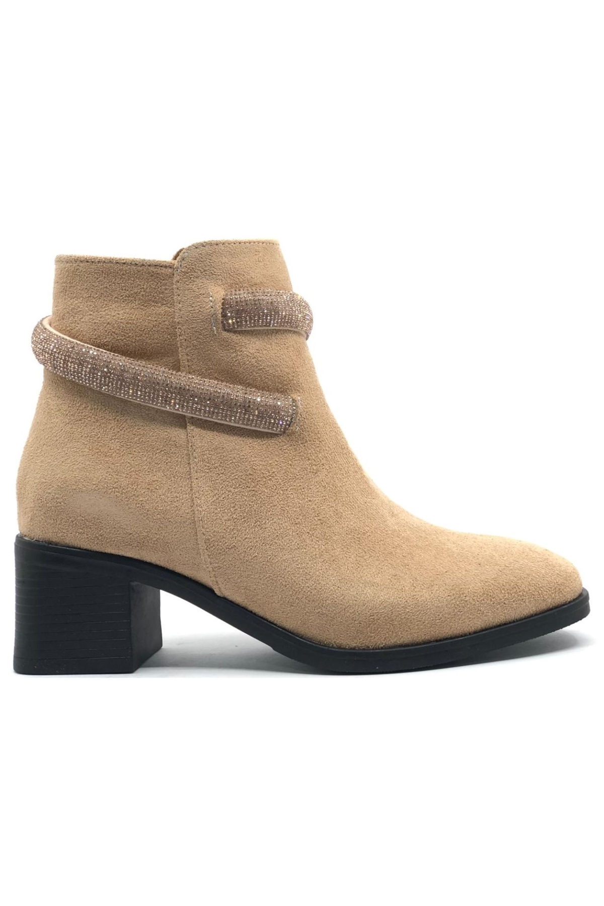 Bilek Şerit Taş Kemerli Kısa Topuklu Kadın Bot - Görsel 3
