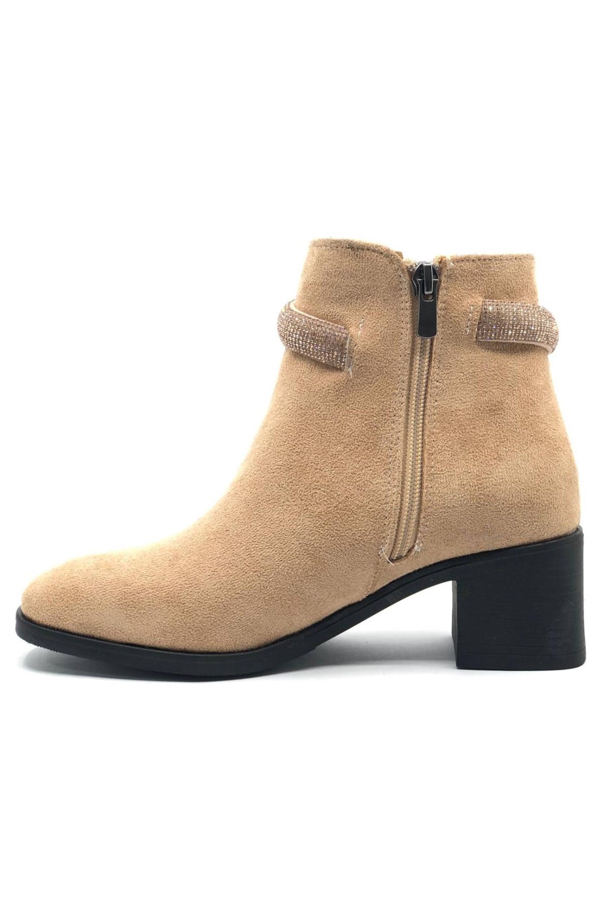 Bilek Şerit Taş Kemerli Kısa Topuklu Kadın Bot - Görsel 4