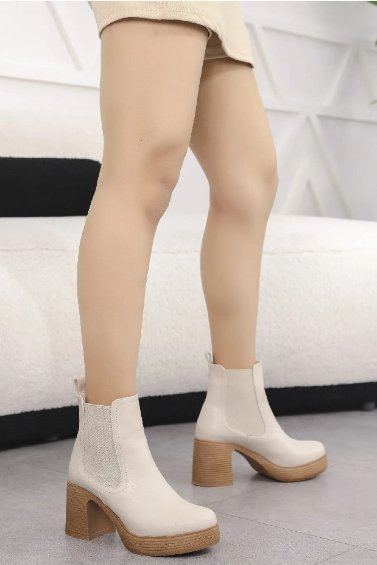 Yüksek Kalın Kauçuk Taban 9 cm Lastikli Kadın Bot - Görsel 3