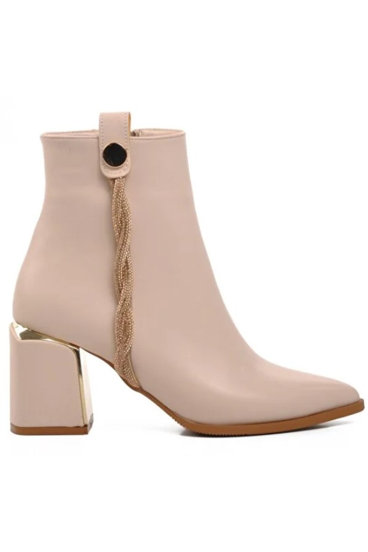 Burgu Şerit Taş Detaylı Klasik Kadın Bot - Görsel 3