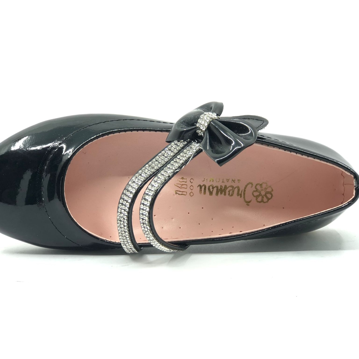 Fiyonk Taşlı Cırtlı Kız Çocuk Babet Ayakkabı - Görsel 5