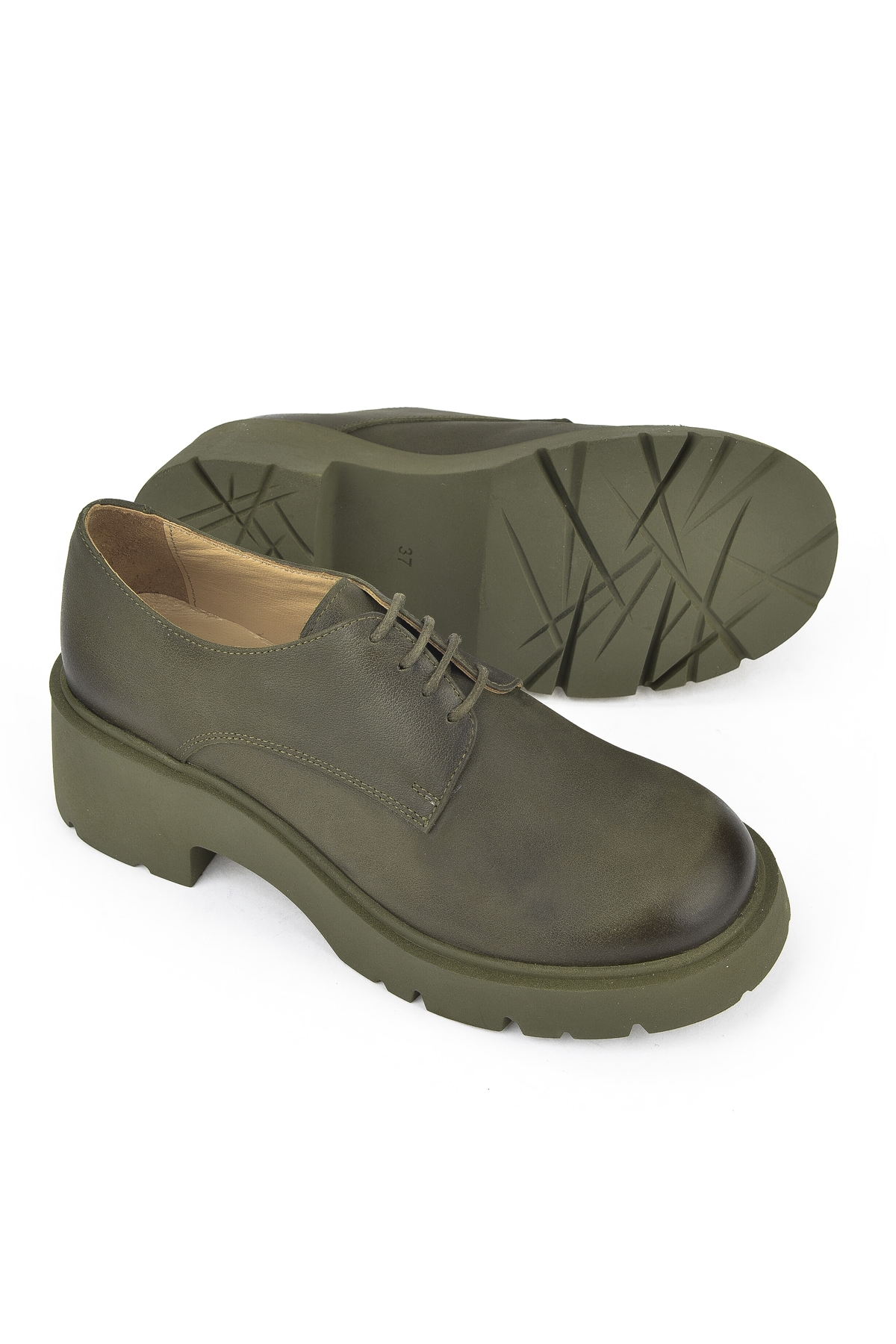 Kadın Hakiki Deri Nubuk Ayakkabı 1431030Z24166 Yeşil - Görsel 5