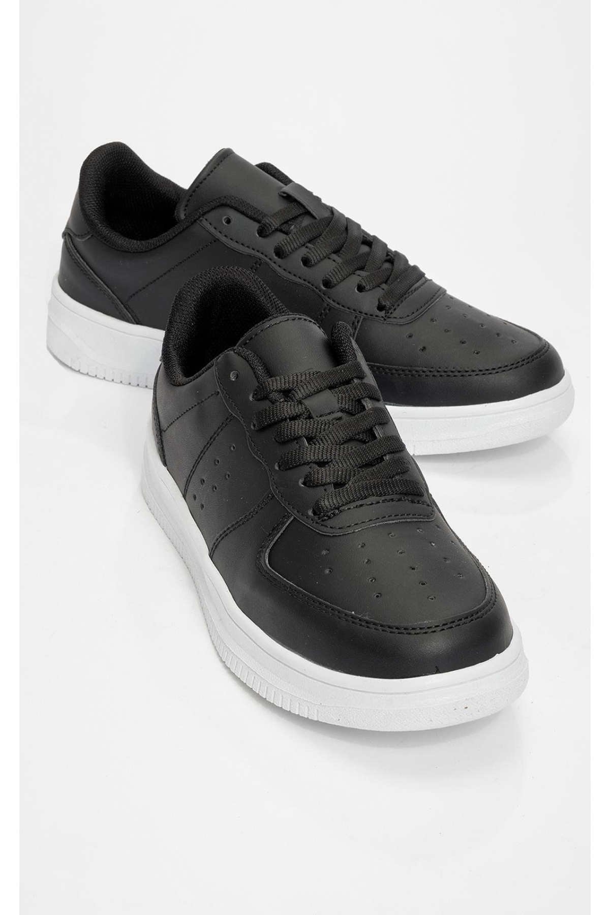 Bağcıklı Erkek Spor Ayakkabı SİYAH BEYAZ - Görsel 2