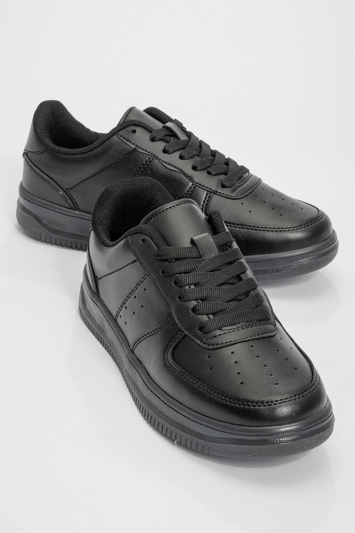 Bağcıklı Erkek Spor Ayakkabı SİYAH SİYAH - Görsel 2