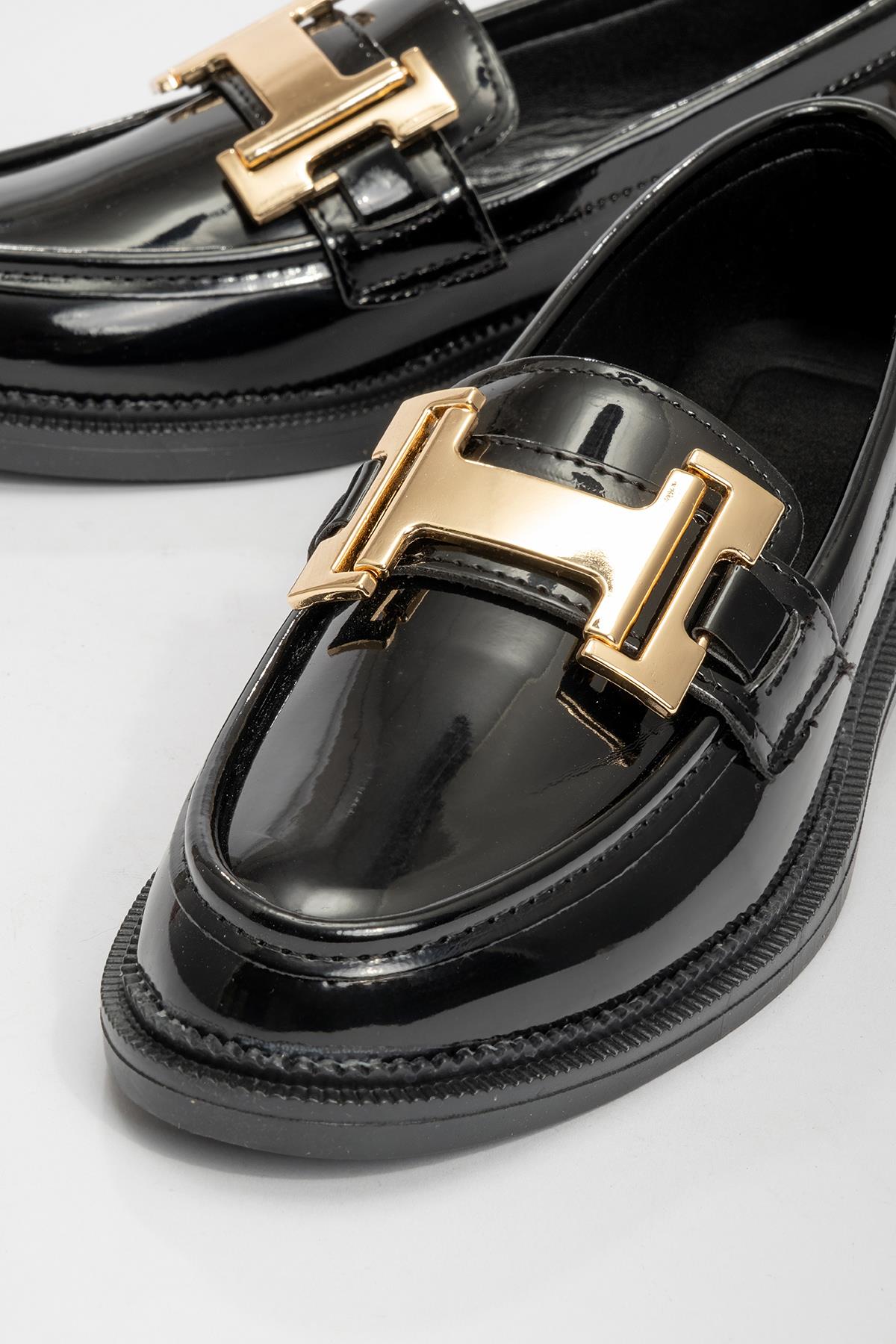 Kadın Tokalı Loafer Ayakkabı SİYAH RUGAN - Görsel 4