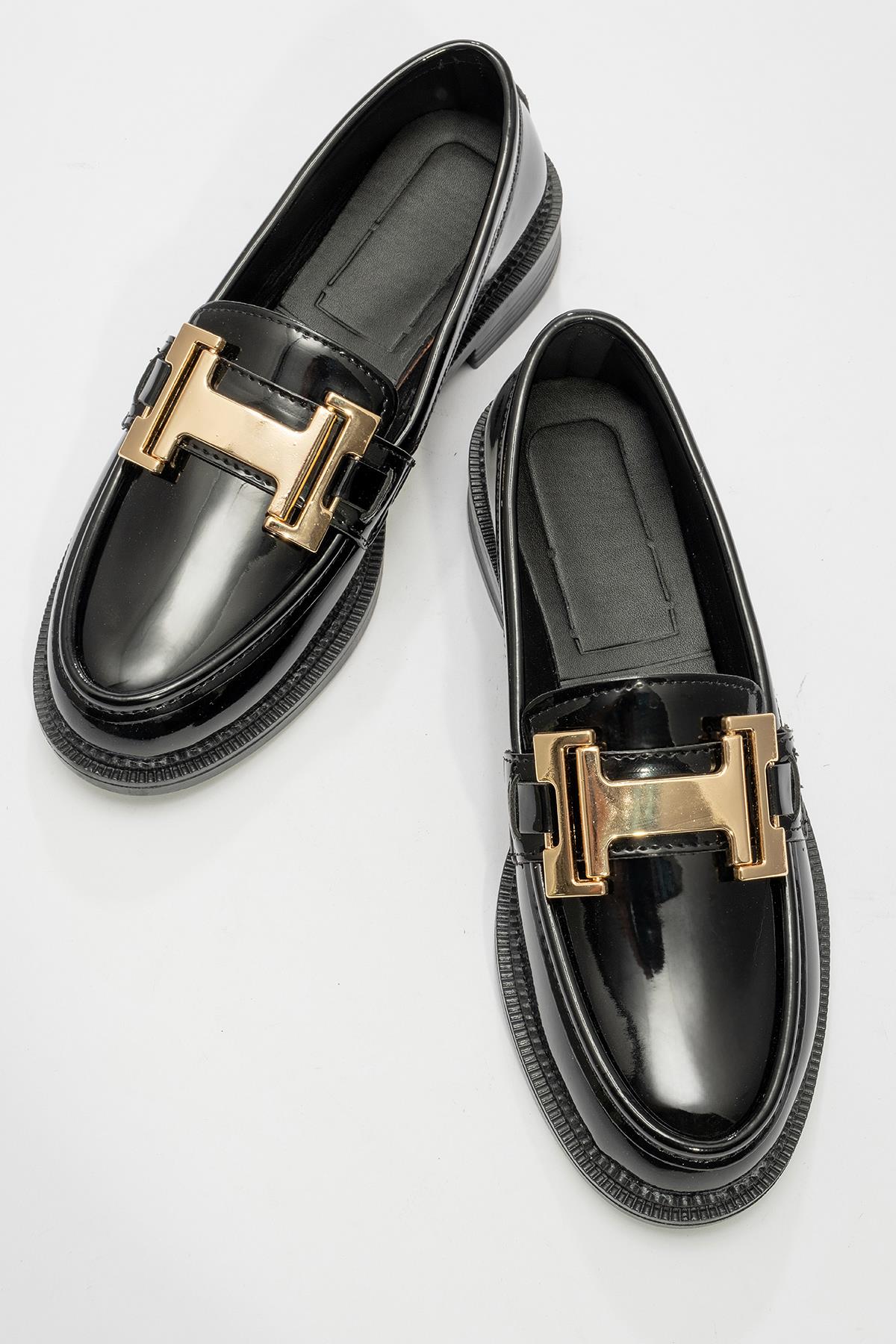 Kadın Tokalı Loafer Ayakkabı SİYAH RUGAN - Görsel 6