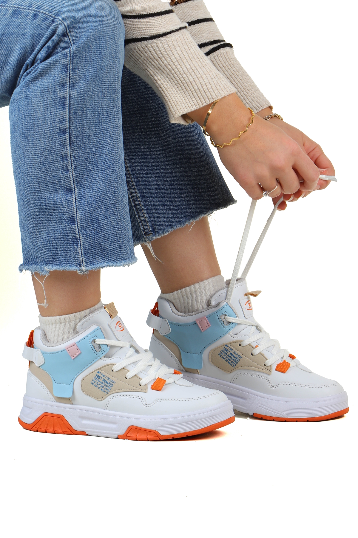 . Waved Bilekli Cilt Unisex Spor Ayakkabı - Görsel 5