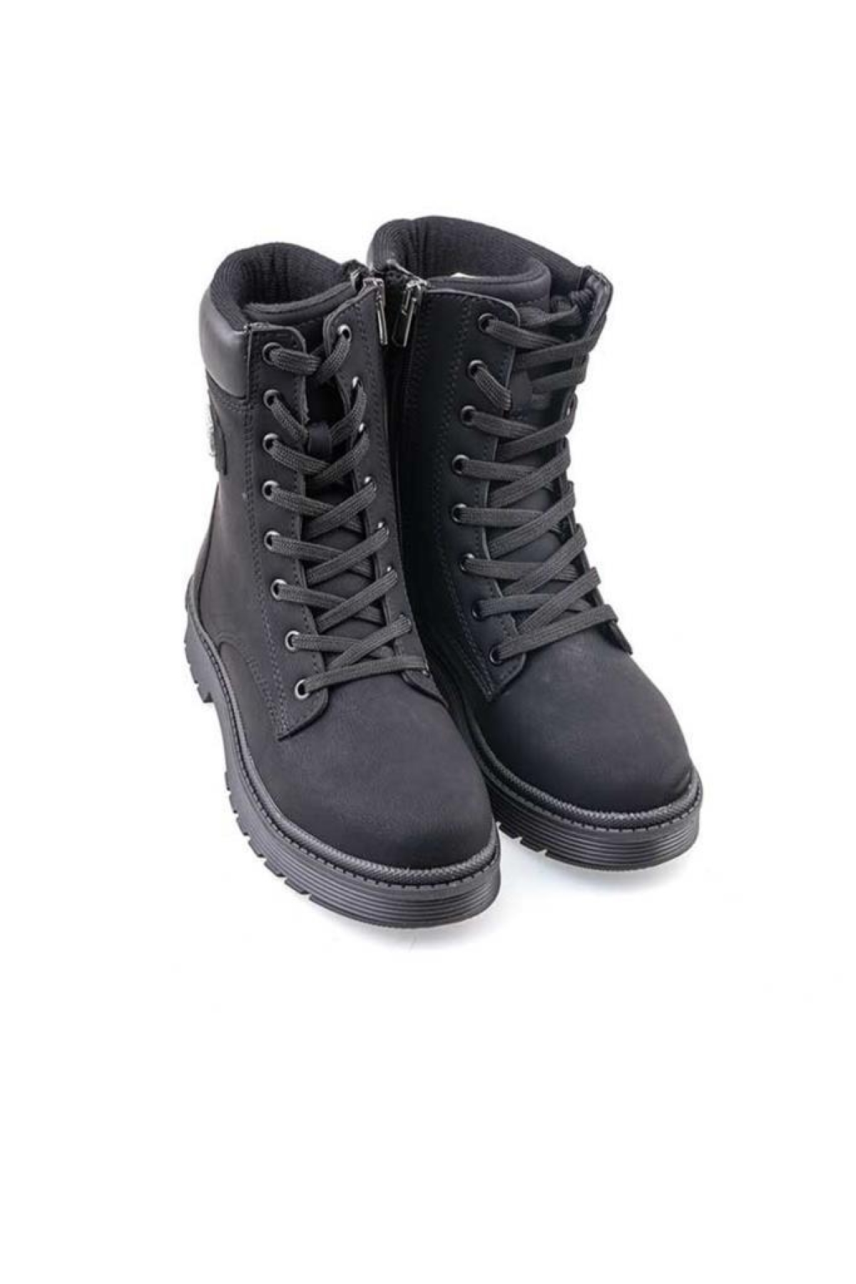 24070-24 Deri Fermuarlı Kadın Bot Nubuk Siyah - Görsel 3