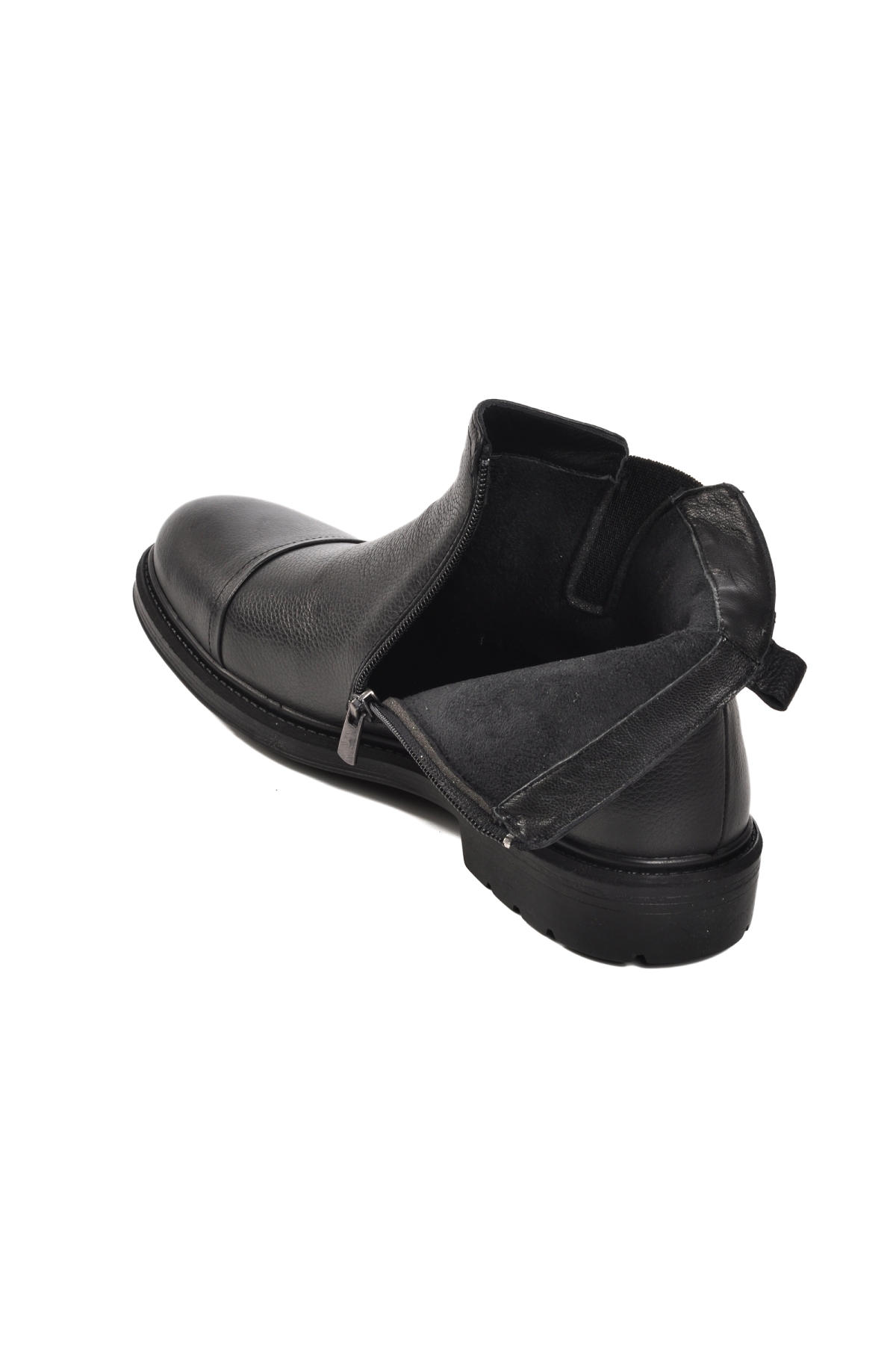 07086 Siyah Hakiki Deri Erkek Bot - Görsel 5