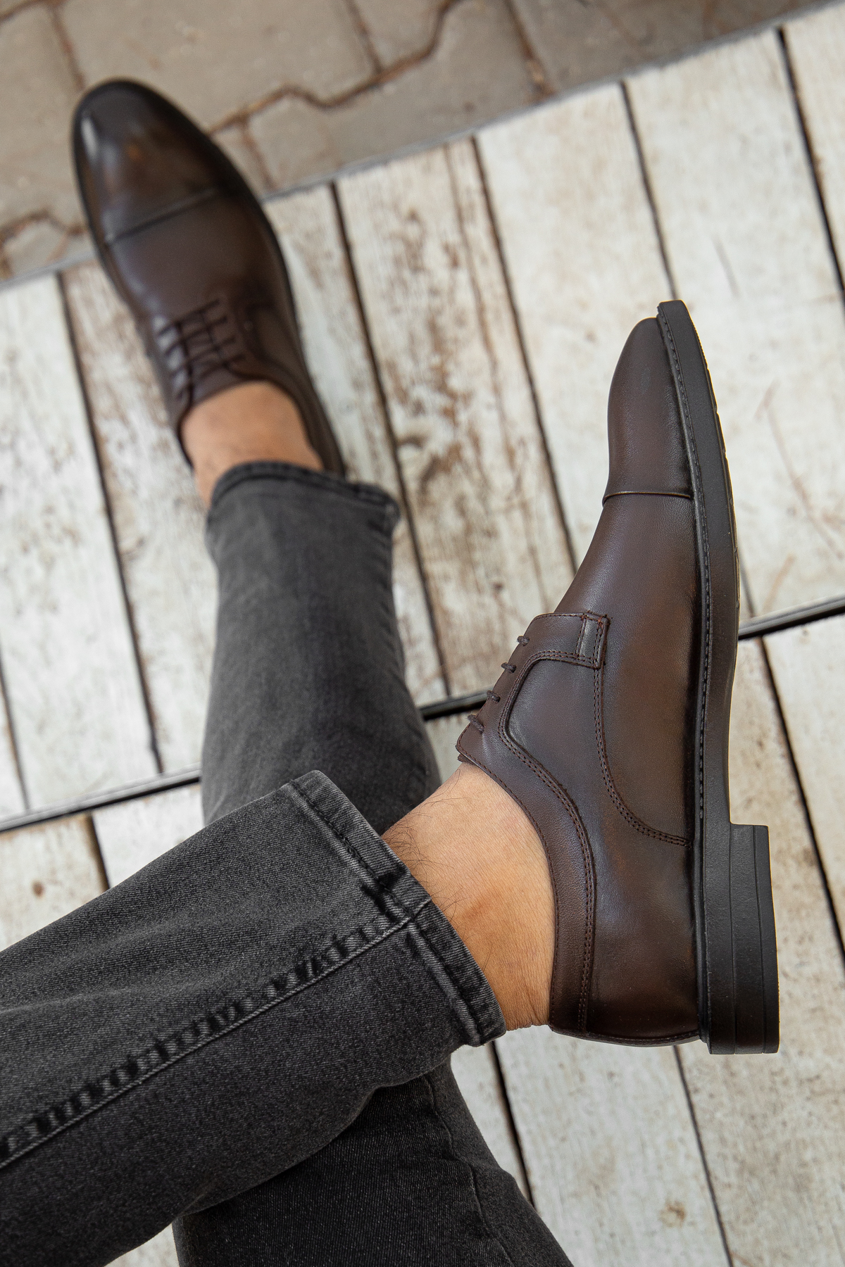 D00226 Günlük Ortopedik Hakiki Deri Erkek Klasik Ayakkabı - Görsel 4