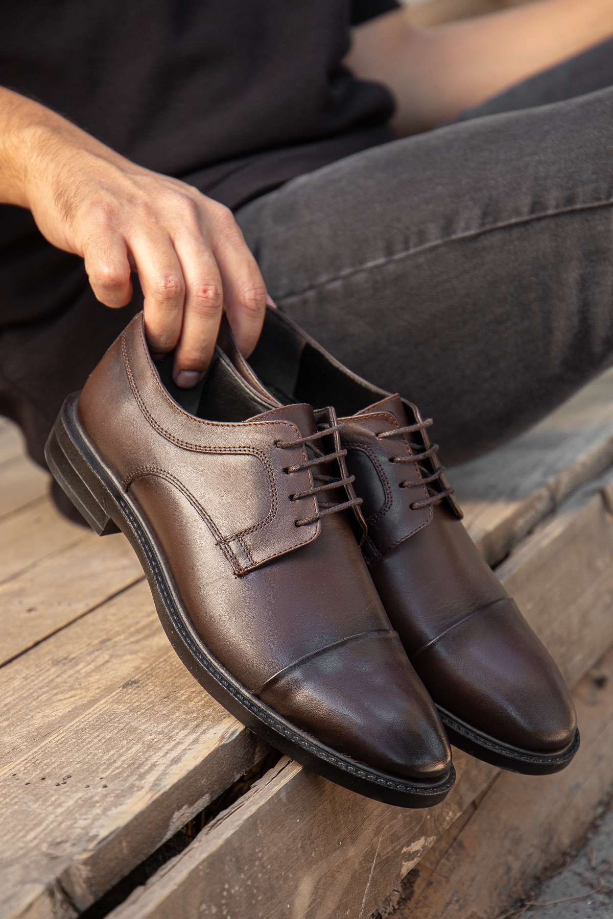 D00226 Günlük Ortopedik Hakiki Deri Erkek Klasik Ayakkabı - Görsel 7