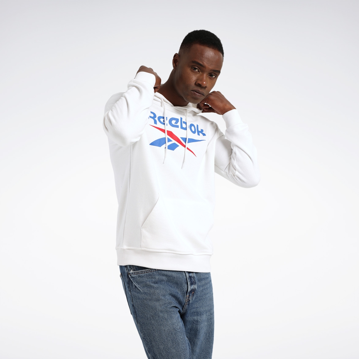 Reebok RI FT Big Logo OTH Hood Beyaz Erkek Sweatshirt