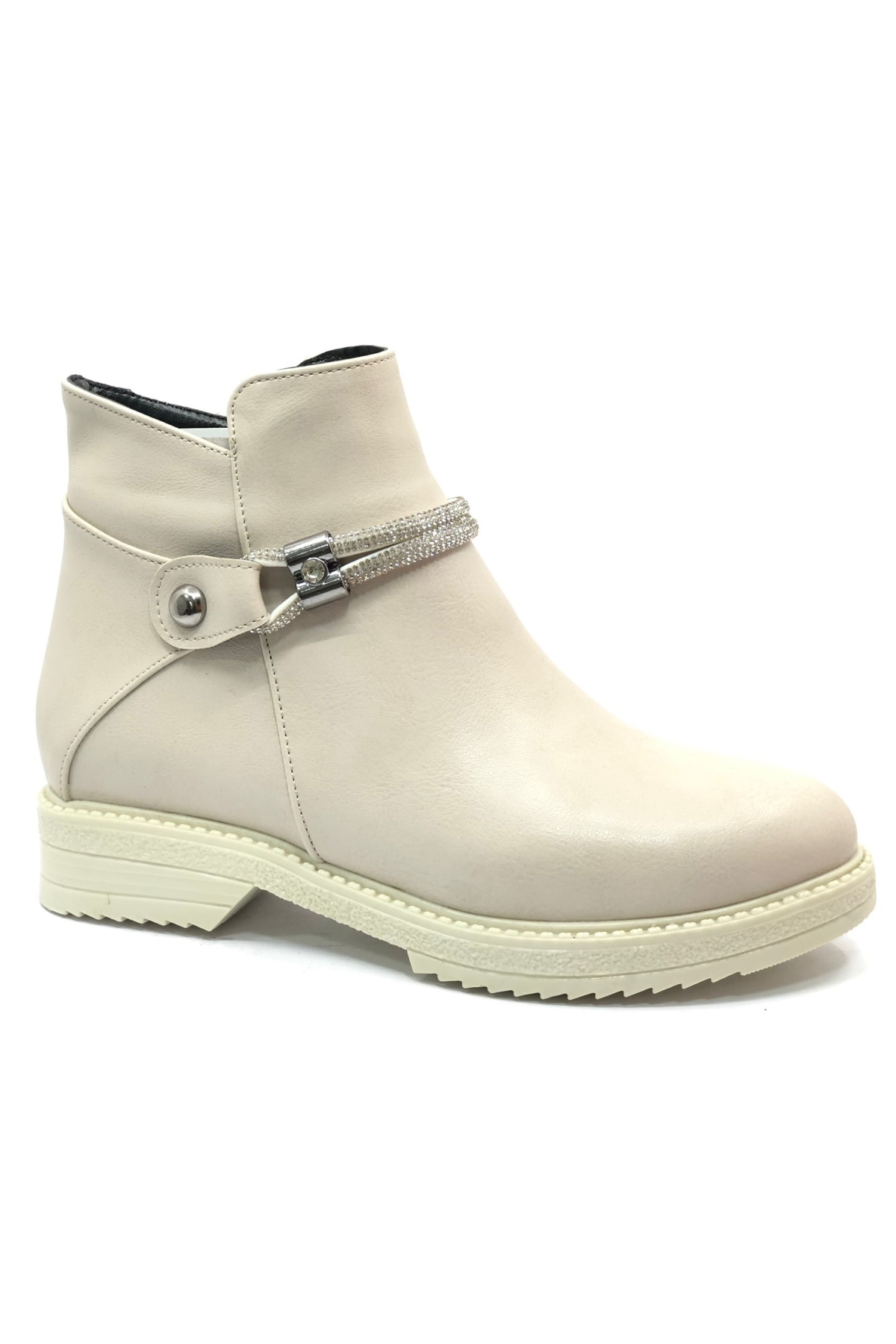 Önü Taş Detaylı Düz Kaymaz Taban Kadın Bot - Görsel 2