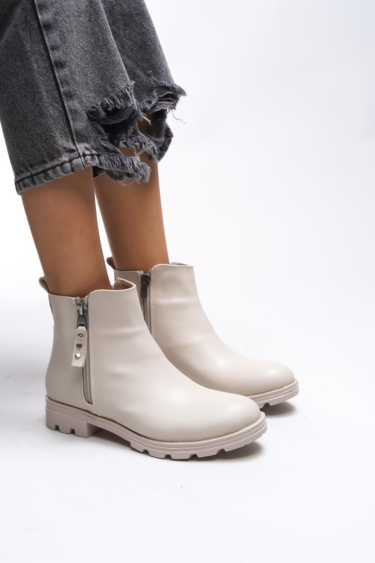 Çift Fermuarlı Düz Kaymaz Taban Kadın Bot - Görsel 2