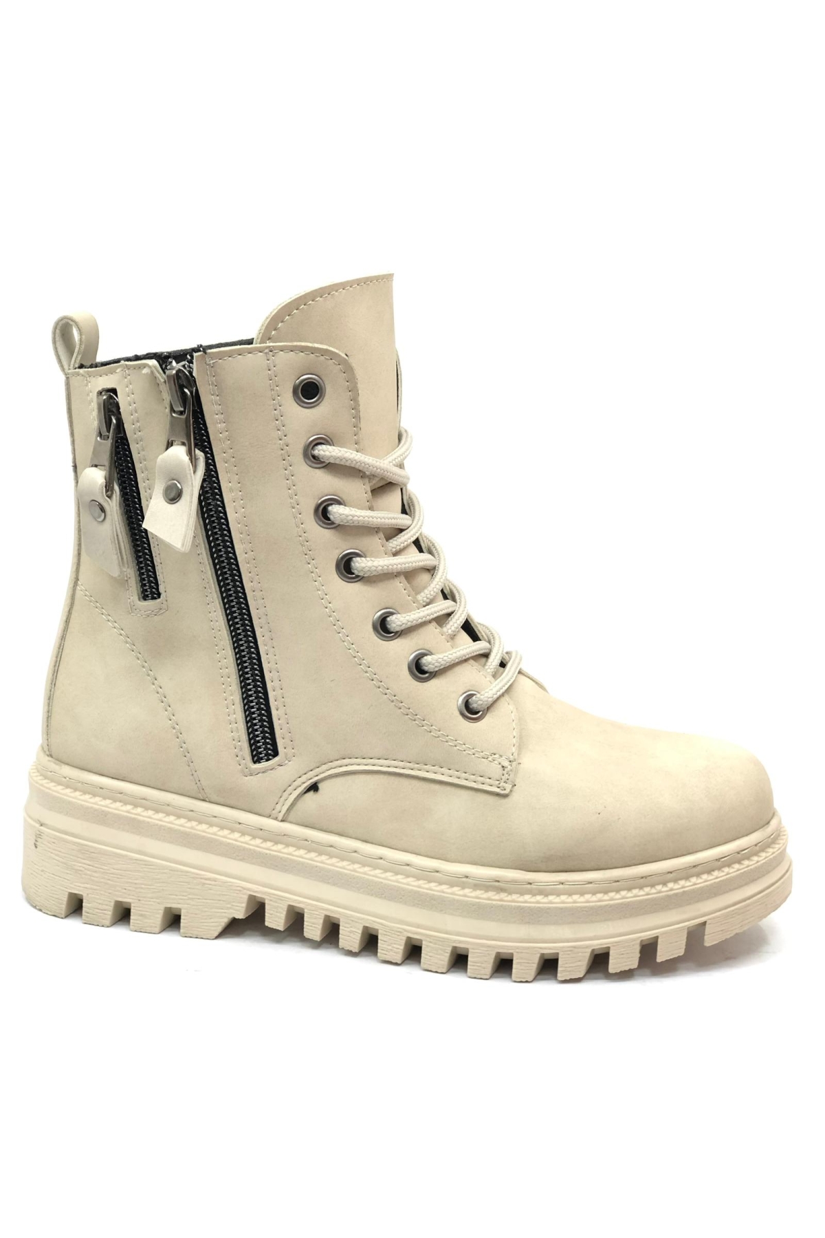 Çift Fermuar Detaylı Kaymaz Taban Kadın Kısa Postal Bot - Görsel 2