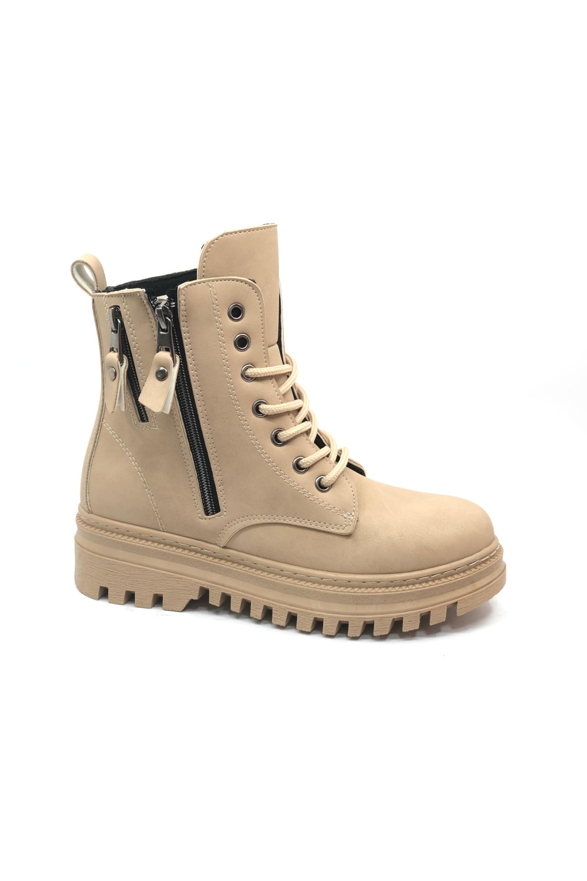 Çift Fermuar Detaylı Kaymaz Taban Kadın Kısa Postal Bot - Görsel 2