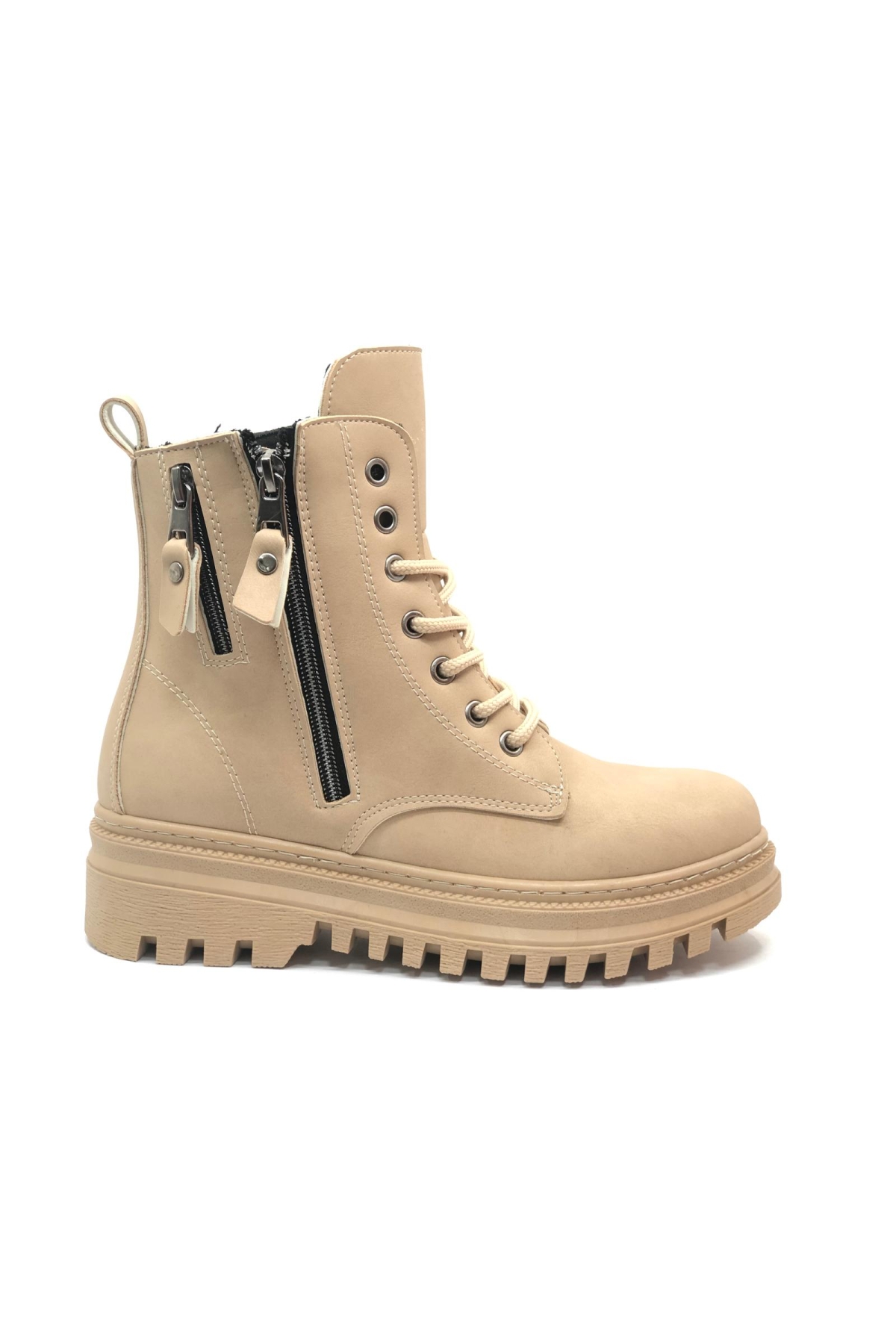 Çift Fermuar Detaylı Kaymaz Taban Kadın Kısa Postal Bot - Görsel 3