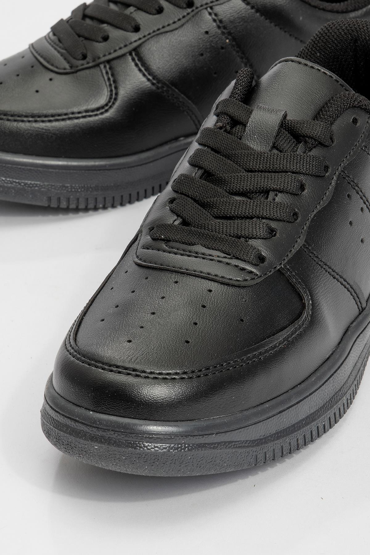 Bağcıklı Kadın Spor Ayakkabı SİYAH SİYAH - Görsel 4