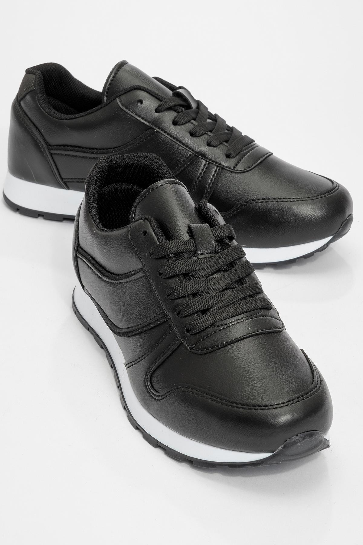 Bağlcıklı Kadın Spor Ayakkabı SİYAH BEYAZ - Görsel 2