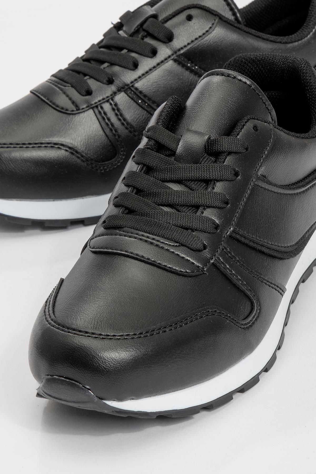 Bağlcıklı Kadın Spor Ayakkabı SİYAH BEYAZ - Görsel 4