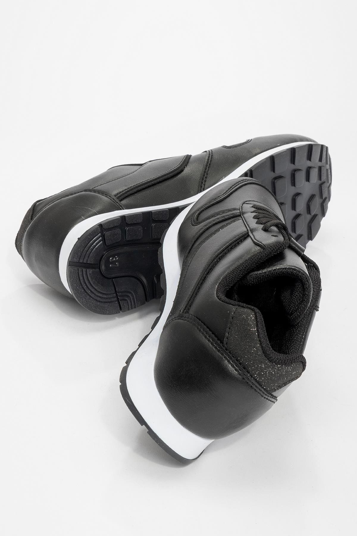 Bağlcıklı Kadın Spor Ayakkabı SİYAH BEYAZ - Görsel 5