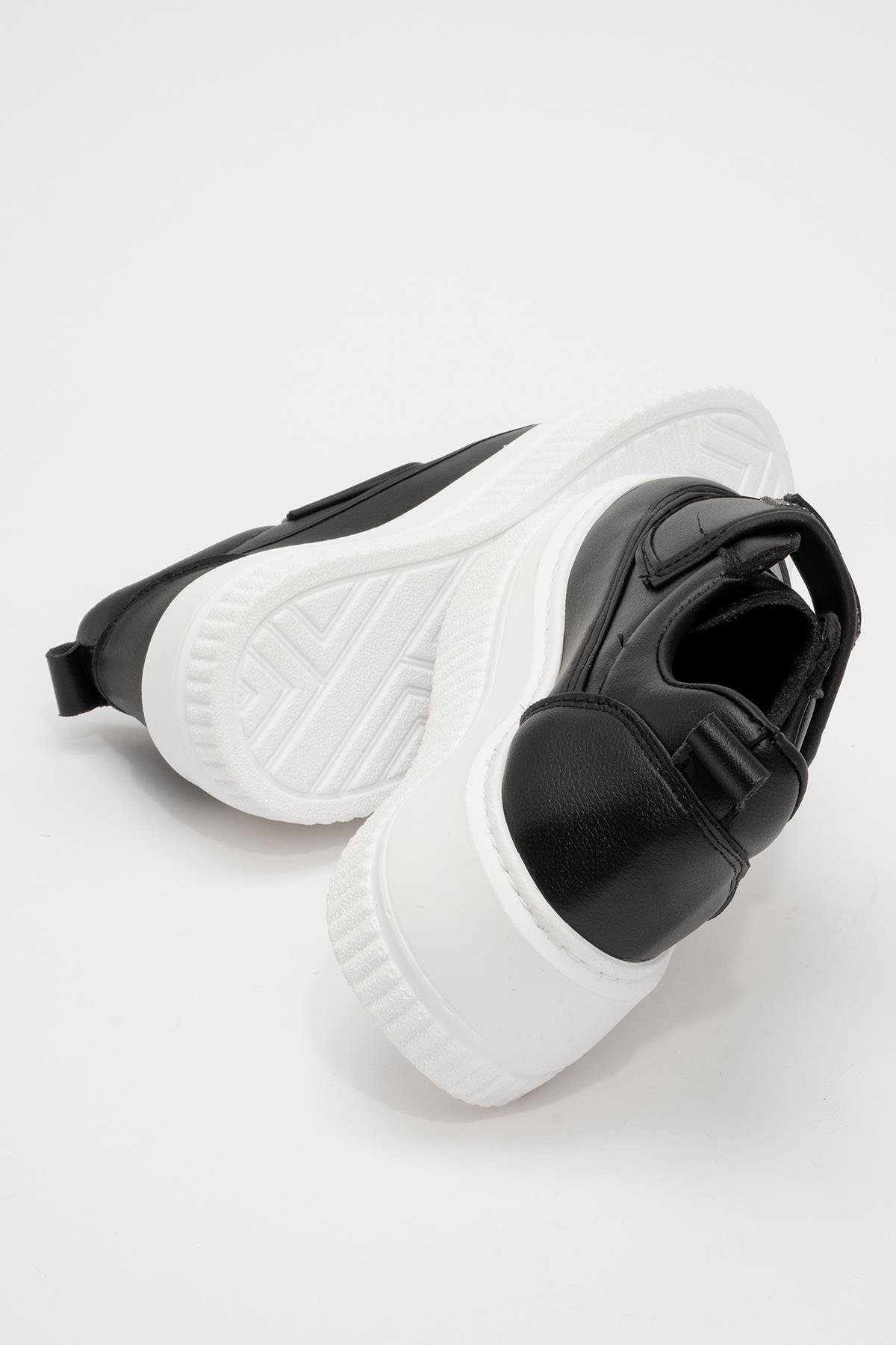 Cırtlı Taşlı Kadın Spor Ayakkabı SİYAH BEYAZ - Görsel 5