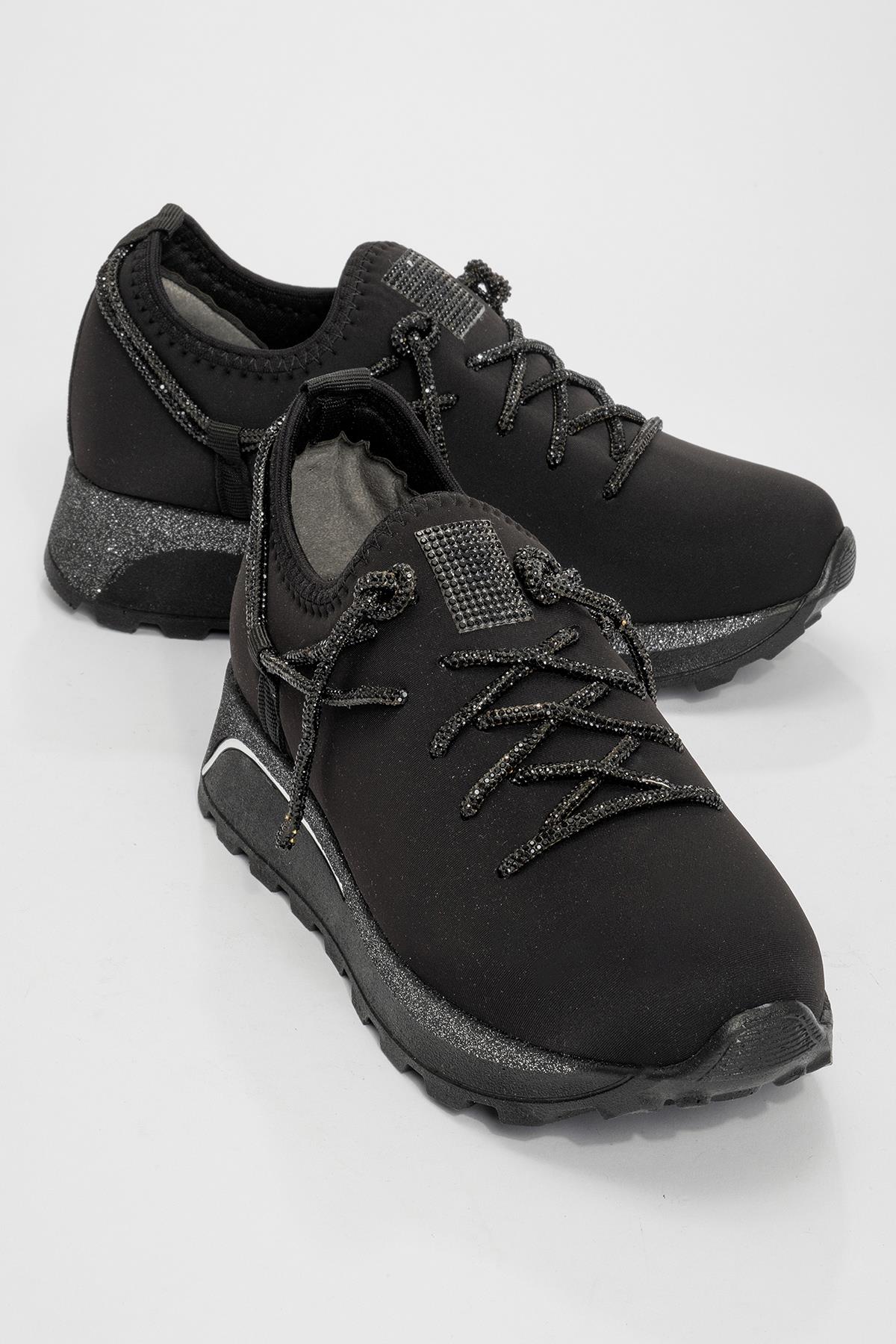 Kadın Bağcıklı Spor Ayakkabı SİYAH SİYAH - Görsel 2