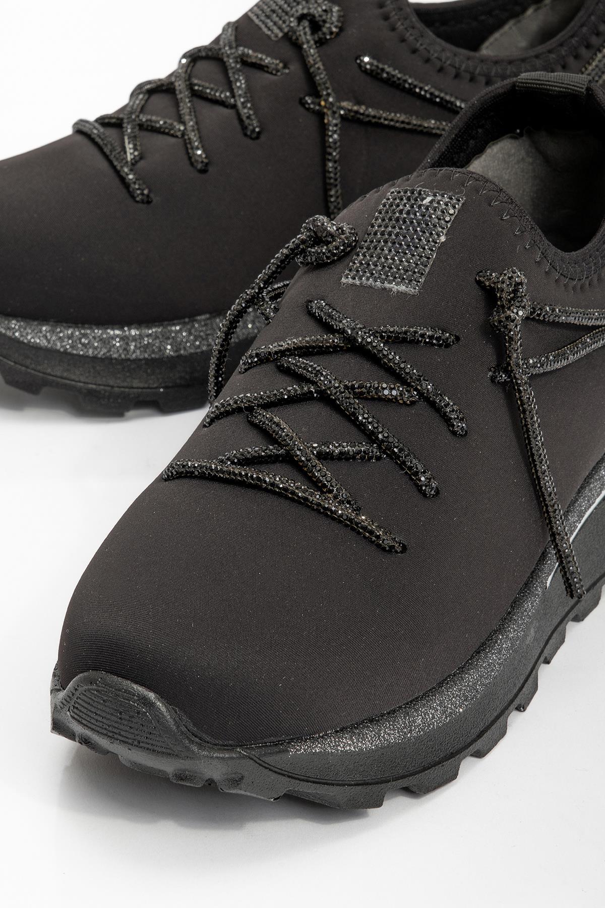 Kadın Bağcıklı Spor Ayakkabı SİYAH SİYAH - Görsel 4