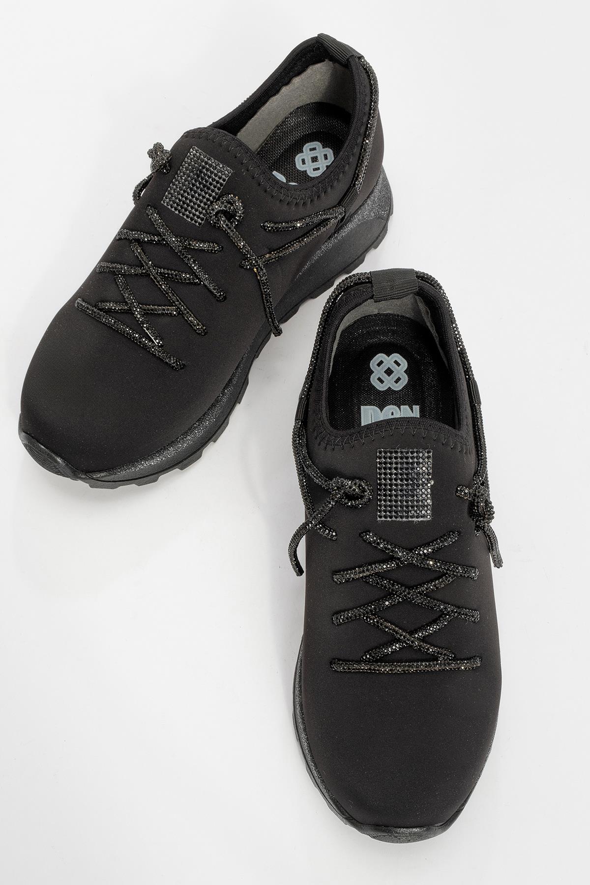 Kadın Bağcıklı Spor Ayakkabı SİYAH SİYAH - Görsel 6